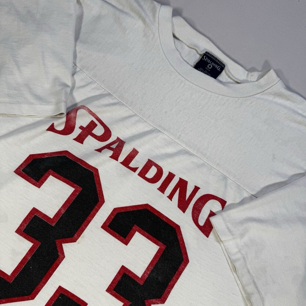 Vintage Spalding Football Jersey Style T-Shirt Single Stich 3/4 Sleeve